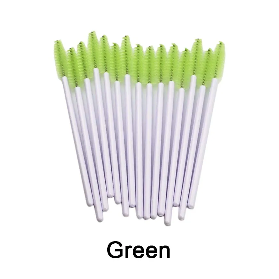 Green 50 шт./лот, косметические кисти, инструменты для макияжа, кисти для туши, палочки, аппликатор, одноразовые Микро Кисти для ресниц, для наращивания ресниц - Handle Color: Green
