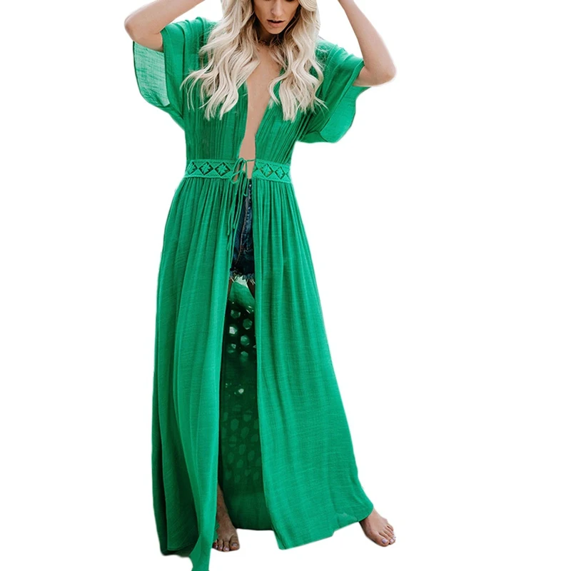 Женское пляжное платье бикини длинное туника с открытой талией в стиле бохо