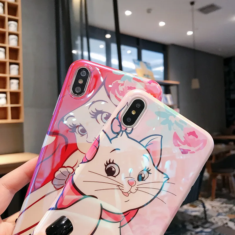 Роскошный модный чехол для телефона с рисунком кота и принцессы iphone 6 6s 7 8 Plus X XR XsMax