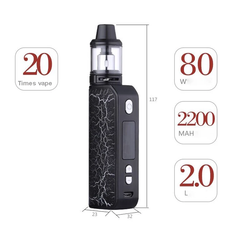 Новые 80 Вт электронные сигареты для ящик жидкостей mod kit vaper электронной в виде
