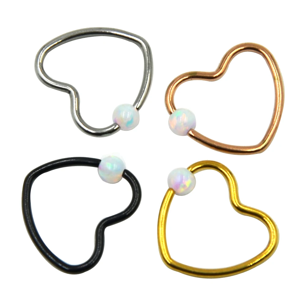 1 шт. Опаловый драгоценный камень Daith сердце серьги для пирсинга тела ювелирные