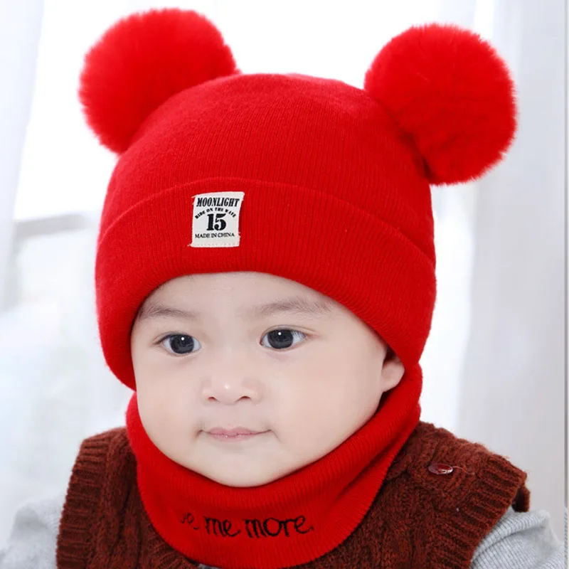New hat autumn and winter children wool warm baby child scarf set |