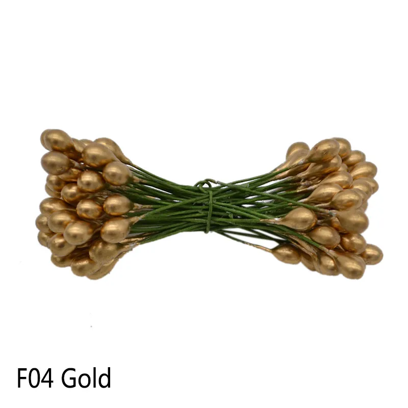 F04 50 шт./лот, 5 мм, Двойные головки, мини жемчужные цветы, Stamen Pistil, свадебные украшения, скрапбукинг, сделай сам, искусственные цветы, аксессуары - Цвет: F04