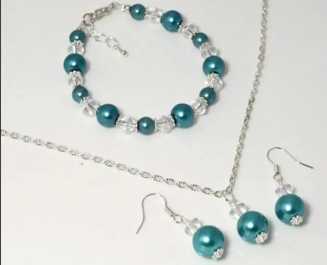 Бесплатная доставка Стеклянный Жемчуг ювелирные изделия ожерелье браслет набор