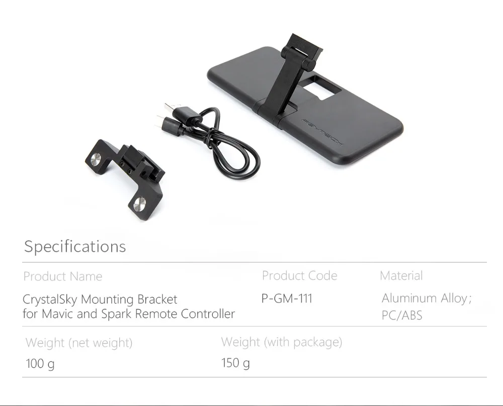 PGYTECH кристаллический Монтажный кронштейн для DJI Mavic 2 Пульт дистанционного управления монитор кронштейн зажим держатель алюминиевый для MAVIC Spark Drone