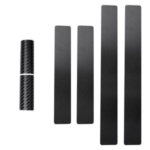 4 шт., черная наклейка на дверь автомобиля из углеродного волокна, наклейка на порог прикрытие потертостей, наклейка против царапин универсальный, для всех автомобилей
