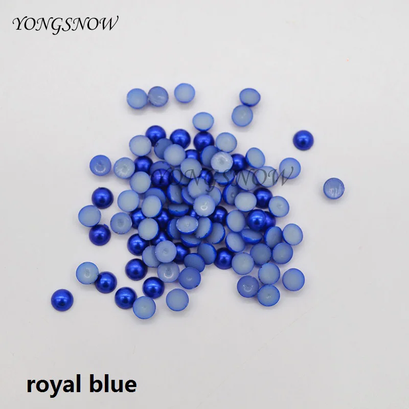 royal blue 100 шт./лот 6 мм Разноцветные Акриловые полукруглые плоские имитация жемчуга бусины для свадебной вечеринки украшения своими руками аксессуары - Цвет: royal blue