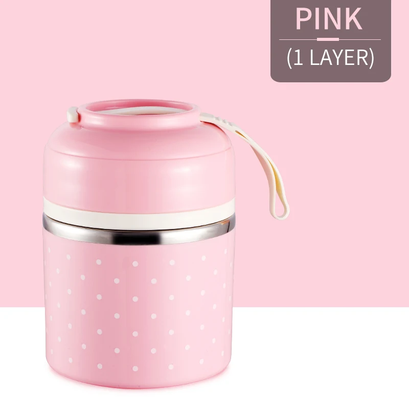 Pink 1 Layers Милый японский термальный Ланч-бокс герметичный из нержавеющей стали Bento box детский портативный контейнер для еды для пикника и школы Прямая поставка - Цвет: Pink 1 Layers