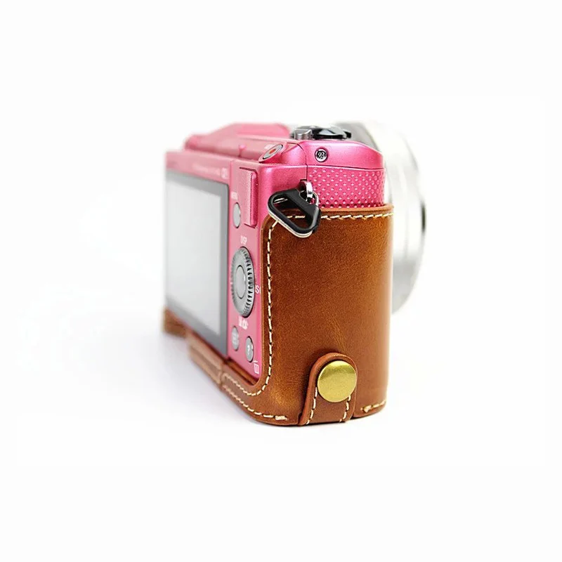 PU кожаный чехол сумка Половина корпуса камеры набор крышка для Sony A5000 A5100 slr дно с