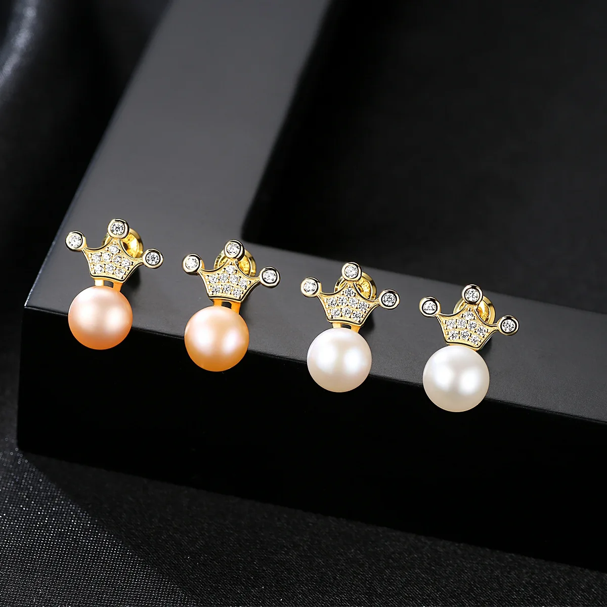 S925 Silver Earrings Stud Engagement 7-7.5mm Natural Freshwater Pearl Jewelry Korean Crown Female Wedding Pearls | Украшения и