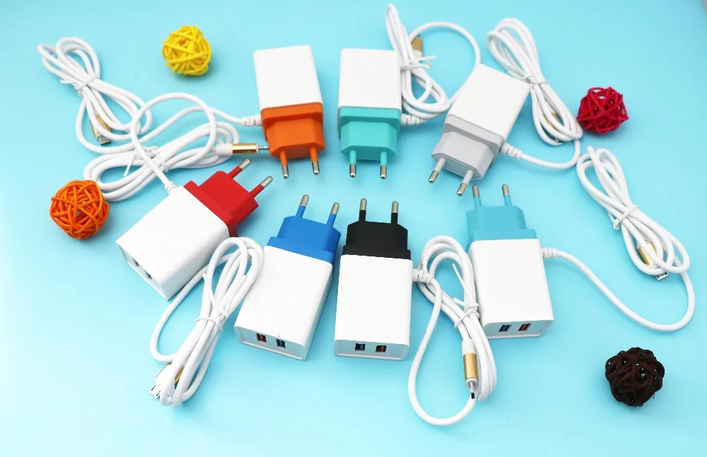 Сетевое зарядное устройство с двумя USB-портами 5 В 100 А кабелем для Samsung iphone ipad huawei |