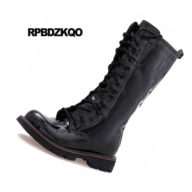 водонепроницаемый военные Плюс размер ручной работы полусапожки молния черный