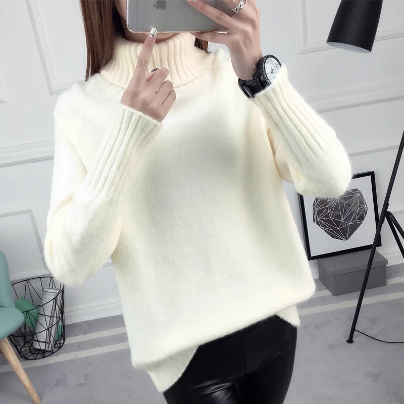 Autumn new loose high collar pullover autumn and winter models 2020 fashion solid color long-sleeved bottoming sweater tide | Женская