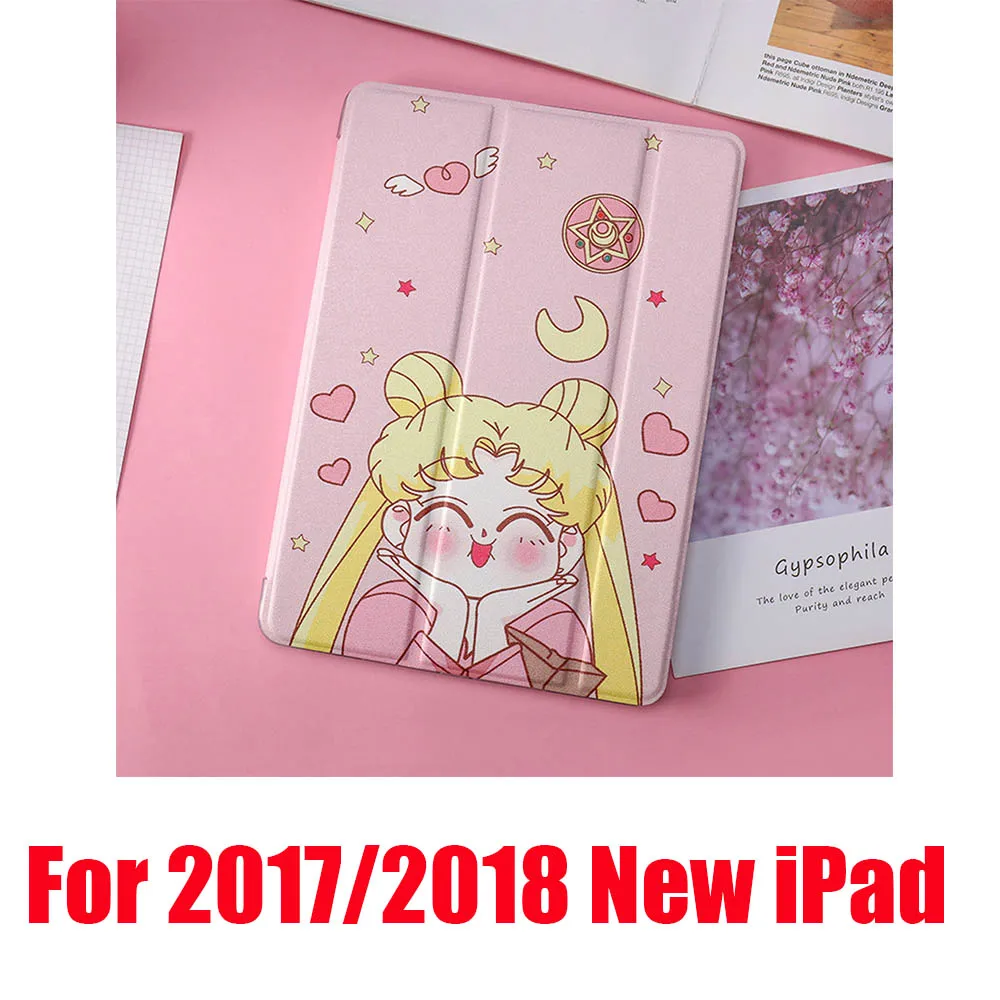 Acting Cute2017 2018 Милые Чехлы Сейлор Мун для iPad 2/3/4 Mini 1 2 3 4 5 Air 1 2 10,5 Pro 9,7 10,5 мягкий кожаный чехол для планшета - Цвет: Acting Cute2017 2018