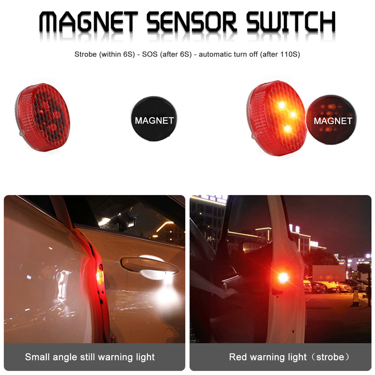 2 шт. сигнальные огни для открывания дверей автомобиля магнитная вспышка 3