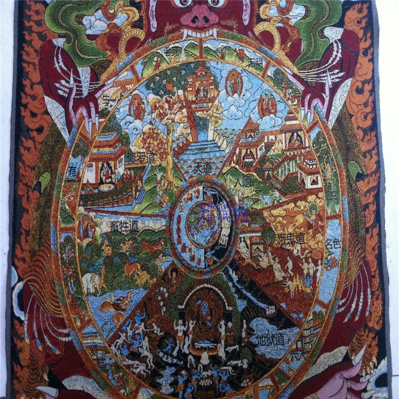 Антикварная разная вышивка парча Танга Тибетский буддизм реинкарнация