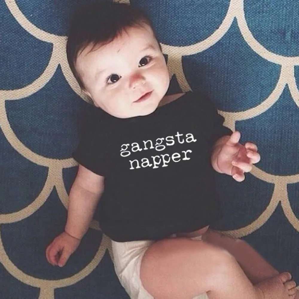 Лето 2019 забавный новорожденный короткий рукав боди с буквенным принтом для