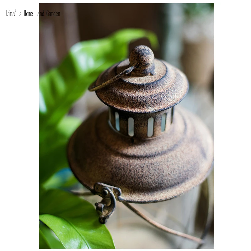 attractive handmade antique metal glass candle holder lantern