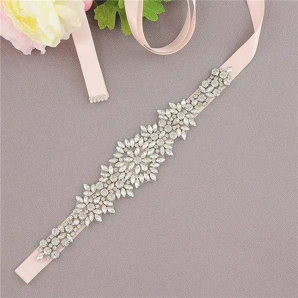 Baby Pink Горный хрусталь ремень кристалл невесты свадебное платье пояс Кушак атласная лента Свадебные аксессуары украшения - Цвет: Baby Pink