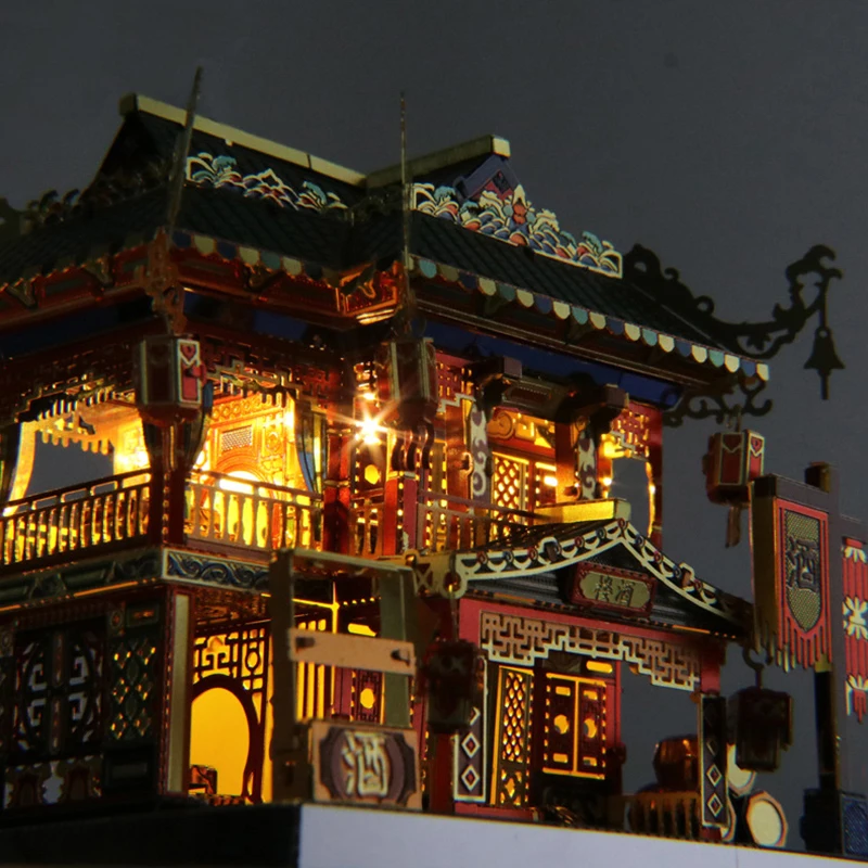 Металлический 3D пазл MU Chinatown модель здания пьяный дом/головоломки Wanniantai для