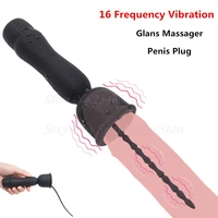 powerful 16 speed penis plug urethral stimulating vibrators male masturbator lasting trainer glans massager sex toys for man