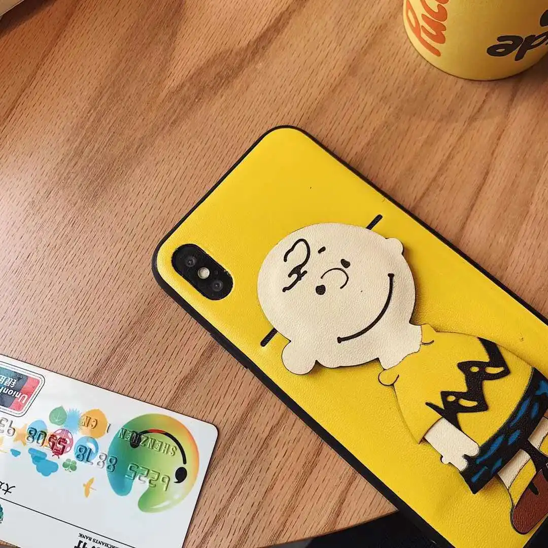 Cute cartoon Charlie Brown suspender Snoopy phone case for iPhone 6 6S 7 8 PLUS X XR XS MAX anti-fall fashion sleeve |