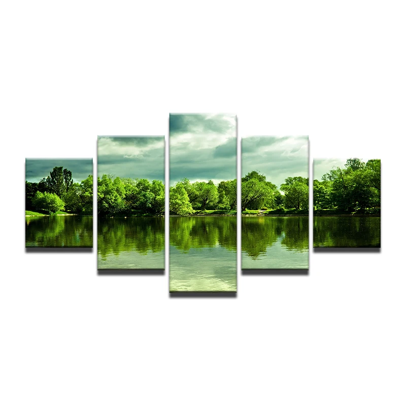 5 шт. холст картины зеленое озеро деревья HD Художественная печать на холсте