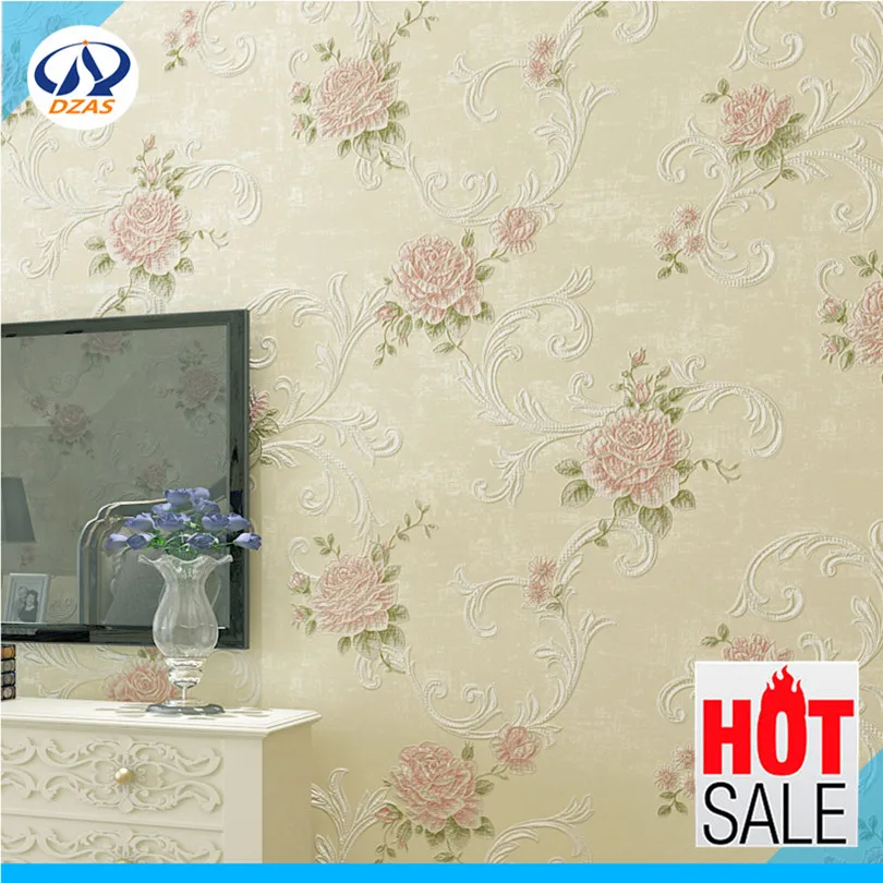 

Garden-style big flower wallpaper bedroom bedside background wall pink covered with DZAS-LS wallpaper