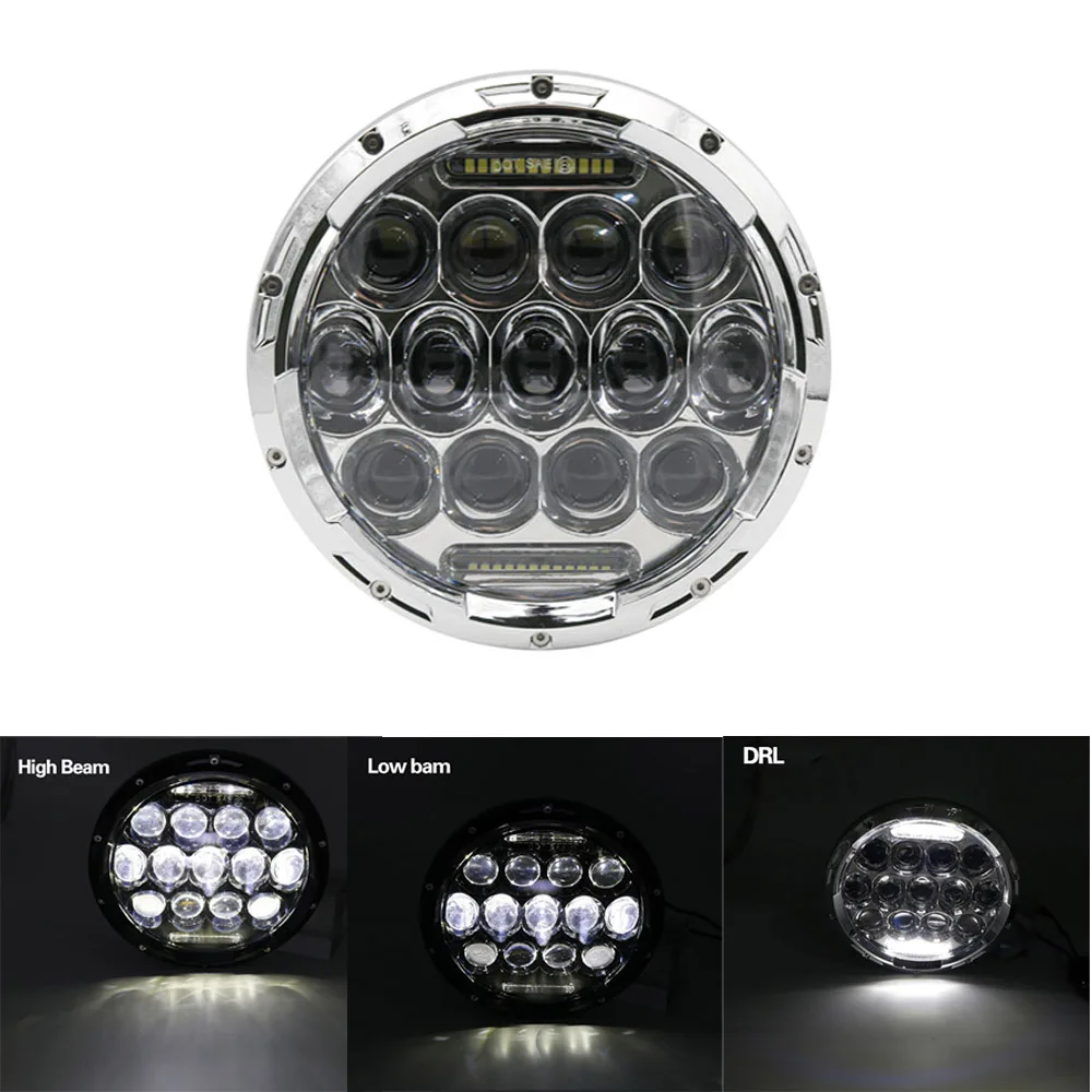 75W Chrome DRL Light Для Лада Нива 4x4 suzuki samurai " светодиодный DRL H4 Halo Фары для ваз 2101 7 дюймов светодиодный налобный фонарь с Halo Кольцо Янтарный указатель поворота - Цвет: 75W Chrome DRL Light