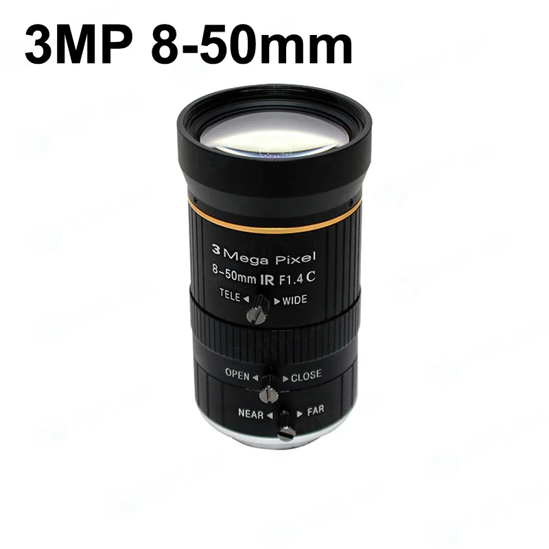 3,0 мегапикселя 8-50 мм объектив C Mount F1.4 ручной Ирис зум фокус объектив для камеры видеонаблюдения lndustrial микроскоп камера