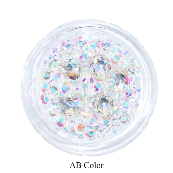 AB Color 1 бутылка Кристаллы Стразы для ногтей смешанные размеры радужные стеклянные камни Маникюр DIY блестящие камни для нейл-арта бриллианты украшения TR070-1 - Цвет: AB Color