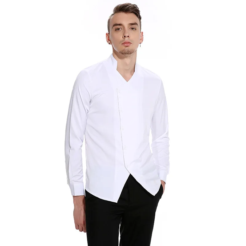 Для мужчин рубашка 2018 осень smart casual воротник рубашки зима новый косой двери