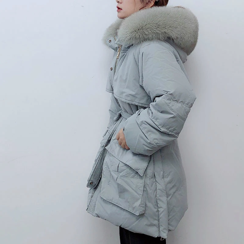 OFTBUY пальто с натуральным мехом, зимняя куртка, женское пуховое пальто, длинная парка, Воротник из натурального Лисьего меха, толстая теплая верхняя одежда, уличная одежда