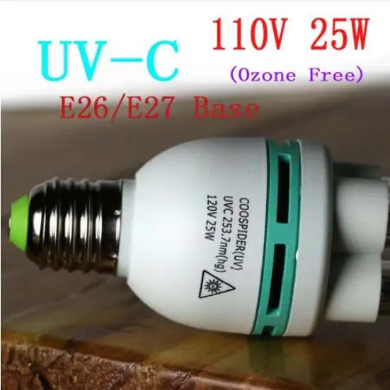 Кварцевая УФ бактерицидная лампа UVC CFL напряжение 110 В мощность 25 Вт 15 Вт E27 база для дезинфекции бактериальных клещей дезодорант - Мощность в ваттах: ozone free 25w 110V