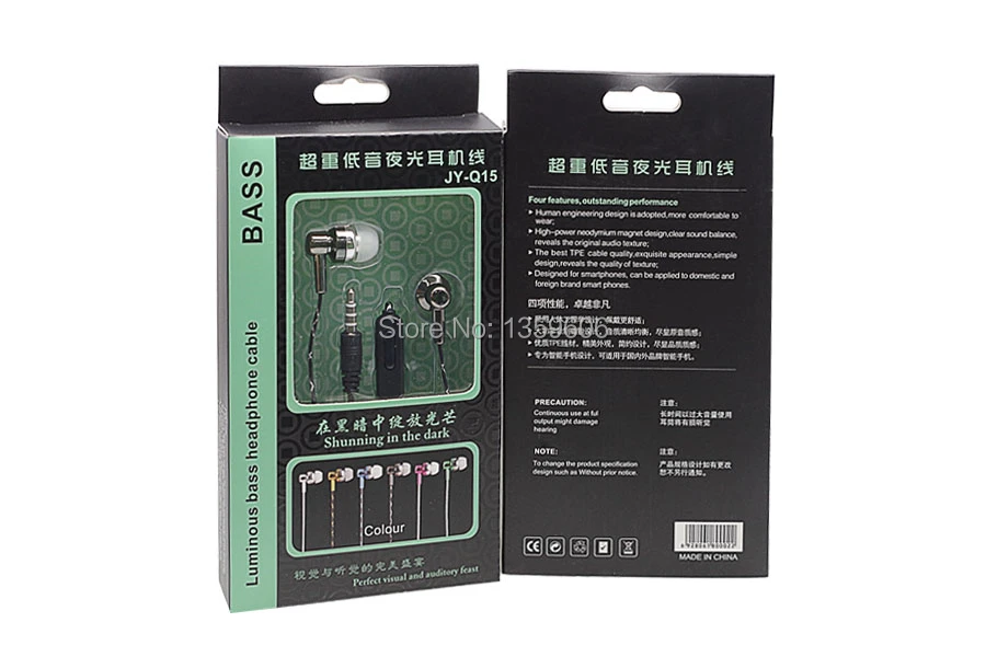 Светящиеся бас кабель наушников красочные eaprhone с микрофоном для всех мобильных |
