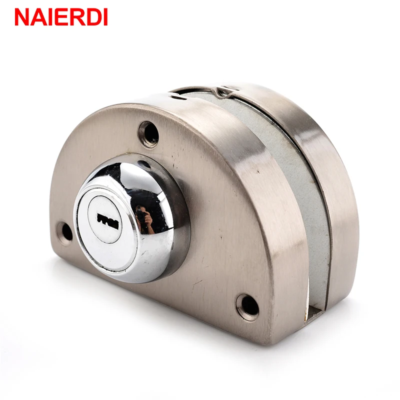 NAIERDI двойные стеклянные дверные замки 304 нержавеющая сталь открытые безрамные