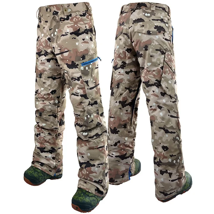 Camouflage Мужские лыжные брюки для сноуборда,Зимние мужские горнолыжные брюки Gsou Snow, лыжи горные,горнолыжные штаны - Цвет: Camouflage