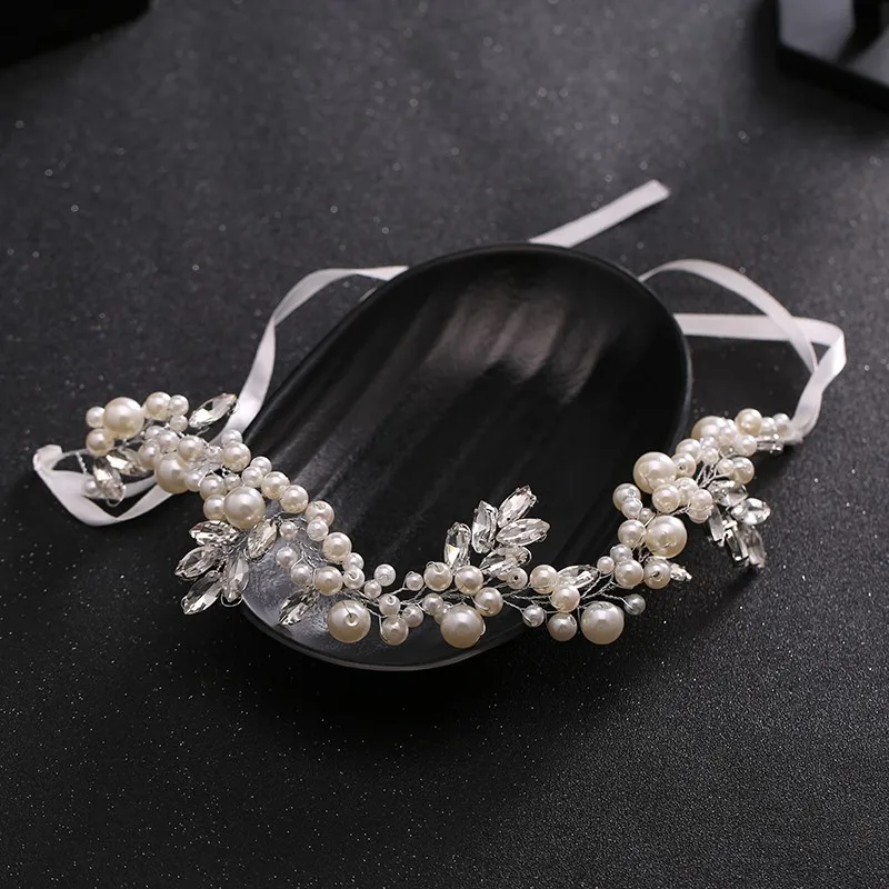 Романтический роскошный свадебный аксессуар для волос с жемчугом 30 см |