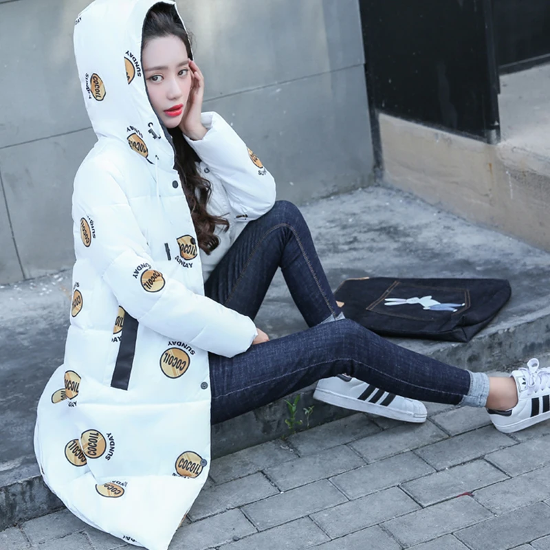 Зимняя хлопковая куртка длинное пальто с капюшоном Новинка 2017 года Для женщин