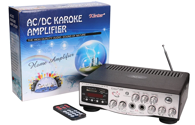 Kinter-009 профессиональный усилитель караоке аудио 2 канала питания AC220V DC Mic вход USB SD AUX FM радио paly стерео звук