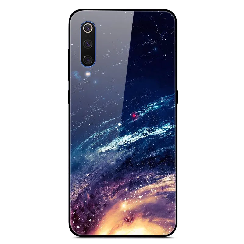 Чехол из закаленного стекла для Xiaomi Mi 9, чехол, стеклянная крышка для Xiaomi Mi 9 SE, чехол, силиконовый бампер, чехол для Xiaomi Mi CC9 Pro 9 Lite - Цвет: Темно-фиолетовый