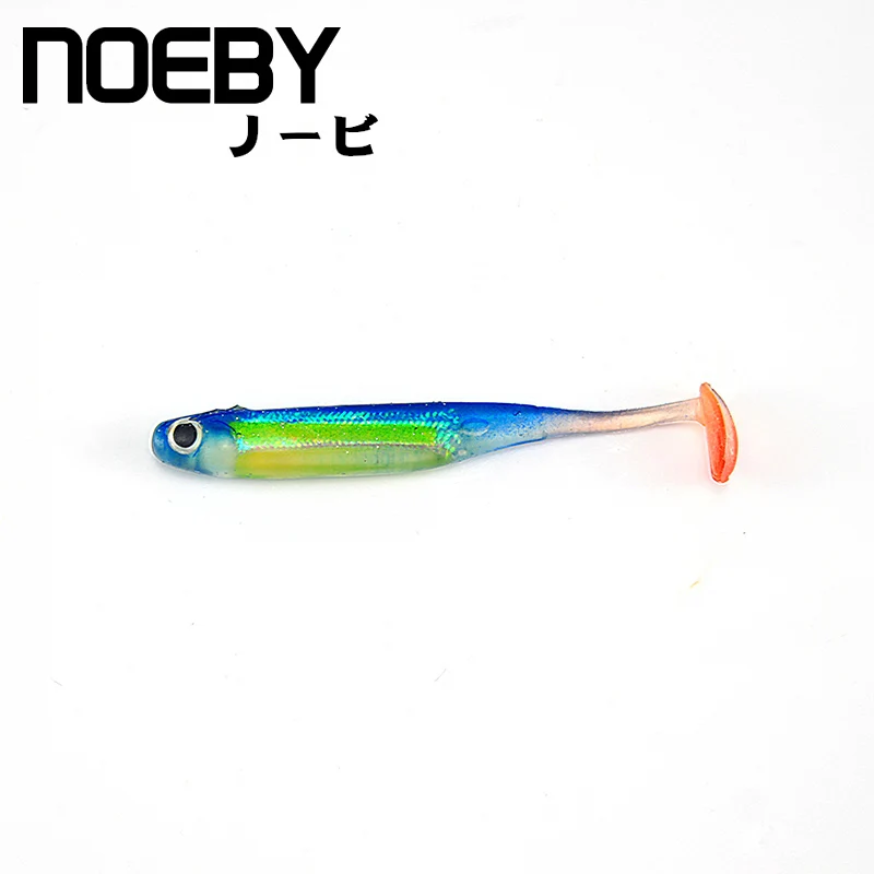 NOEBY W8024 мягкие рыболовные силиконовые приманки leurre souple 75 мм 115 мм t хвост внутренний лазер для морского окуня Щука окуня - Цвет: NWL012