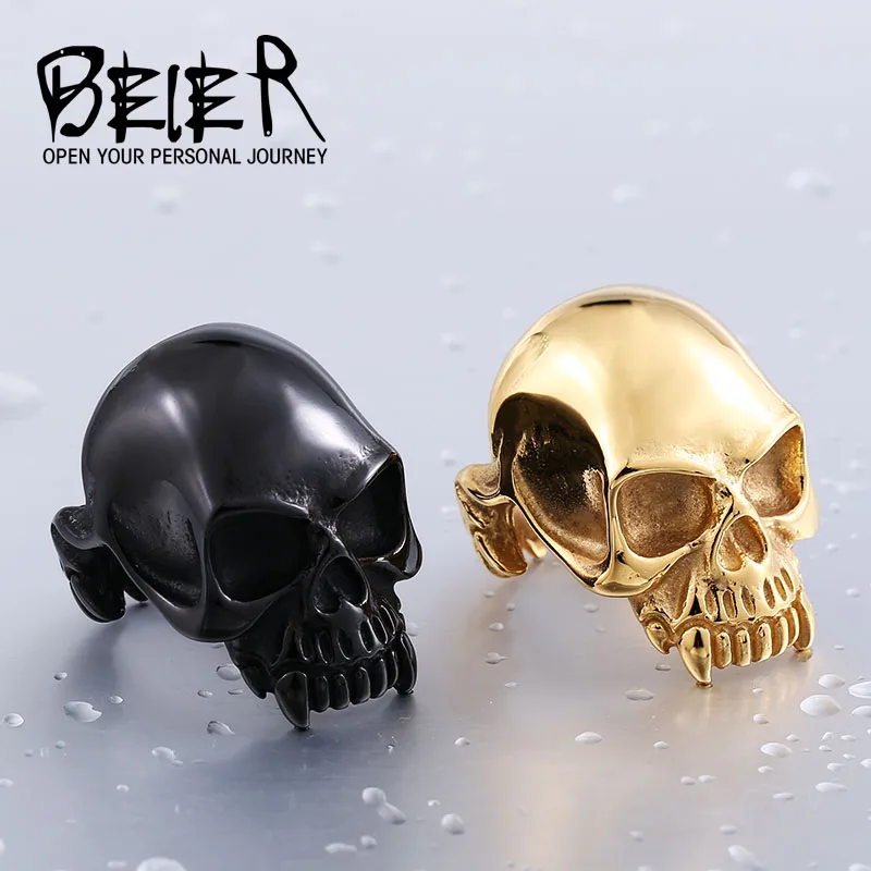 new store 316L Stainless Steel ring top quality new Designed products Man's Vampire Skull Ring Fashion Jewelry BR8-149