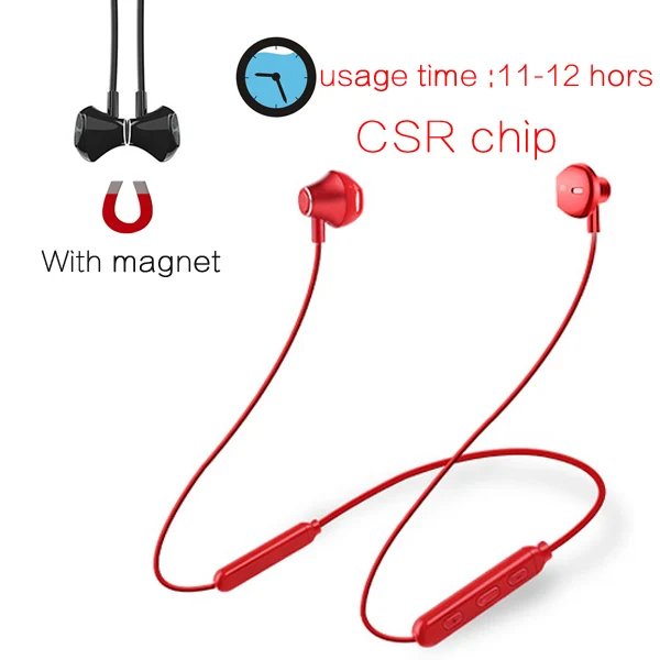 With magnet 11-12 H CBAOOO HWS Bluetooth наушники, 12 часов воспроизведения музыки беспроводные наушники спортивные Bluetooth наушники стерео гарнитура с микрофоном для телефона - Цвет: With magnet 11-12 H