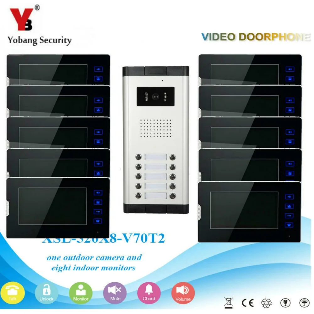 Yobang Security Video Door Phone Intercom Home Doorbell System Wired 7 inch LCD Display Monitor For Apartment family | Безопасность и