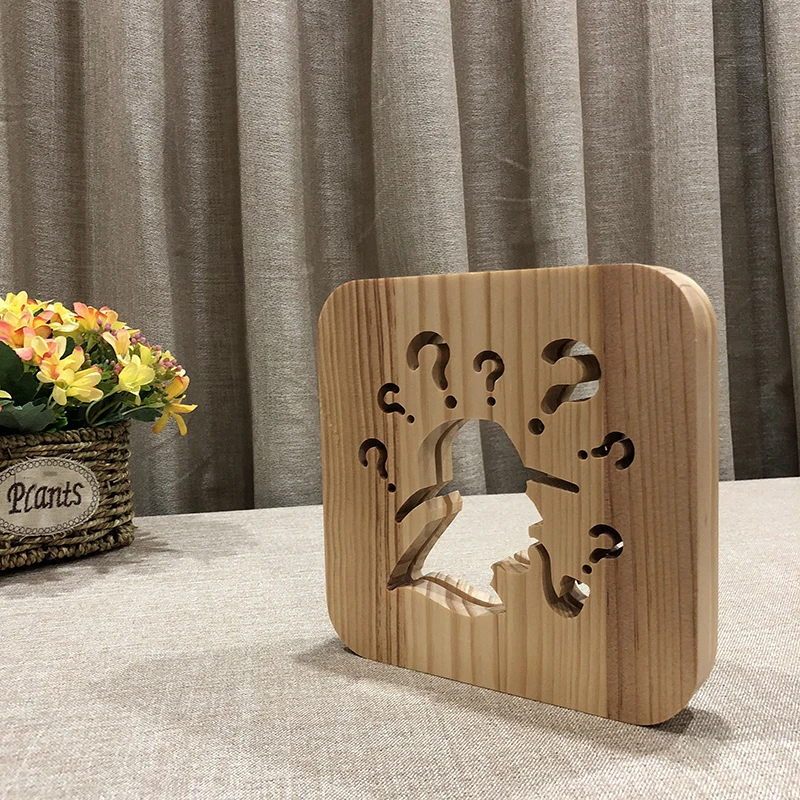 Thinker Деревянный 3D ночник USB Декор ночник мультфильм своими руками, на заказ праздник детский стол лампа для табуляции светодиодный освещение подарок IY801101