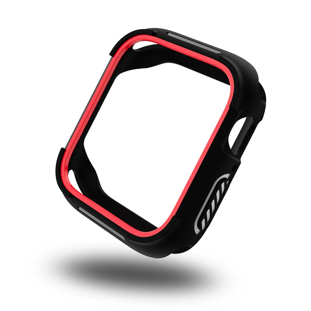 Black Red Модные двойные цвета бампер для Apple Watch Case Series 5 4 40 мм 44 мм крышка легкие наручные часы рамка оболочки аксессуары - Цвет ремешка: Black Red
