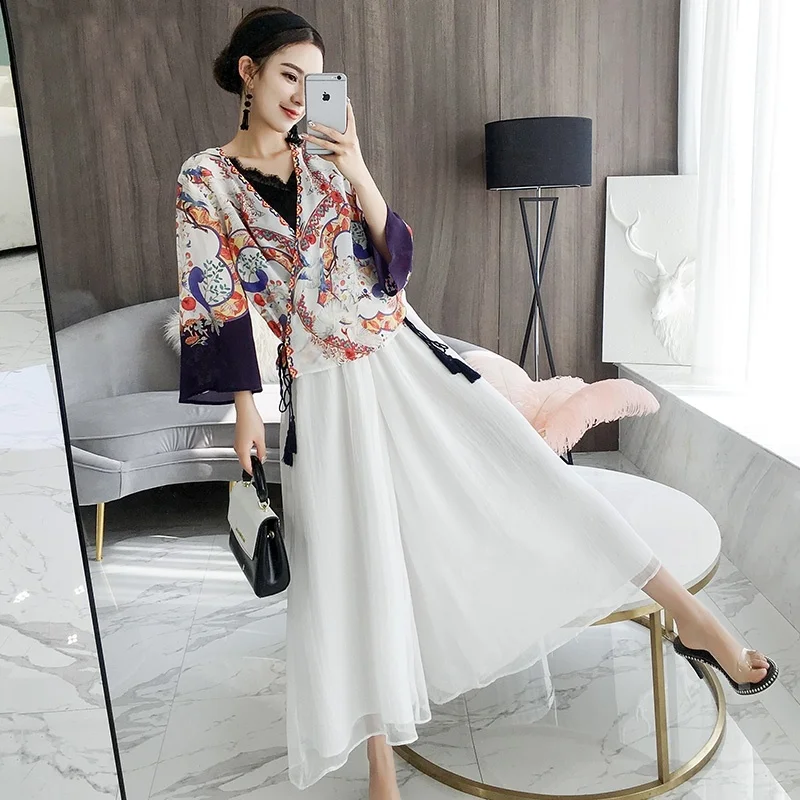 Женские китайские Топы Ao Dai вьетнамская одежда Восточное Цветочное платье с