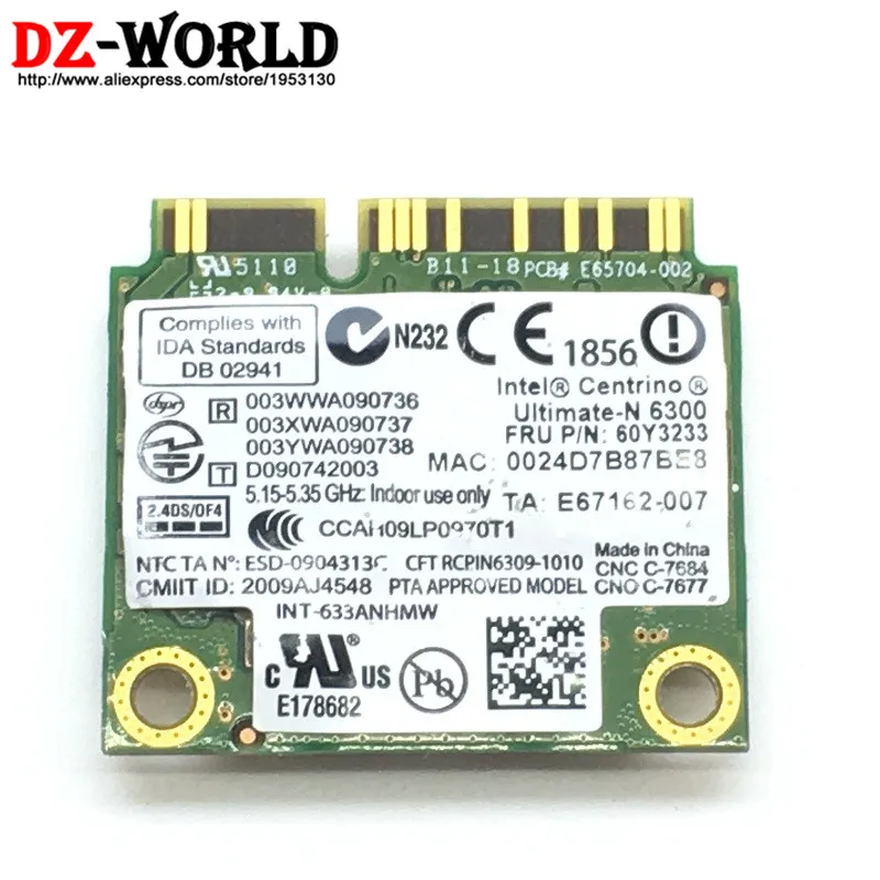 

Для Intel Ultimate-N 6300 AGN Mini PCI-E 450 Мбит/с, беспроводная карта WLAN 60Y3233 для Thinkpad X220 X220i X220T (планшет X220)