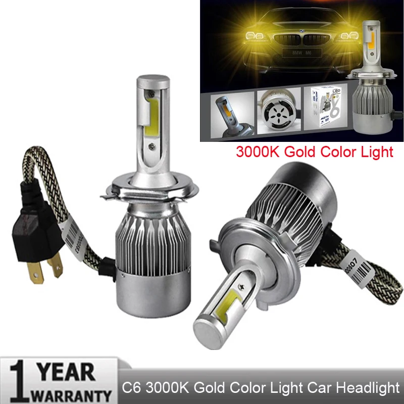 

C6 H7 H4 LED H13 H11 H1 9005 9006 HB3 H3 COB 72W 8000LM Car Headlights Bulb Head Lamp Fog Light White 6000K 3000K yellow